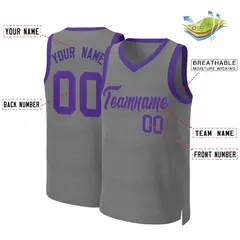 Classic Dark Gray Purple Basketball Jersey 2
