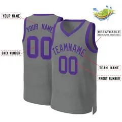 Classic Dark Gray Purple Basketball Jersey 2