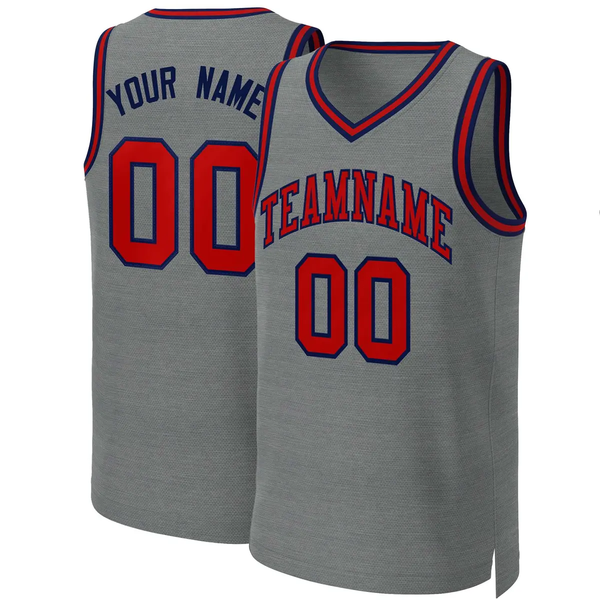 Classic Dark Gray Red-Navy Basketball Jersey