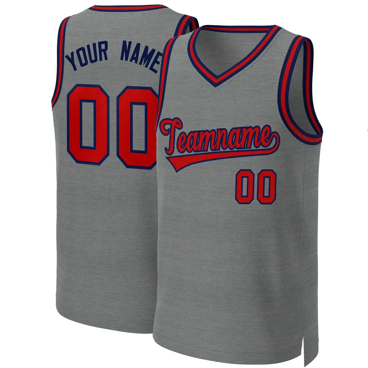 Classic Dark Gray Red-Navy Basketball Jersey
