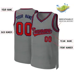 Classic Dark Gray Red-Navy Basketball Jersey 2