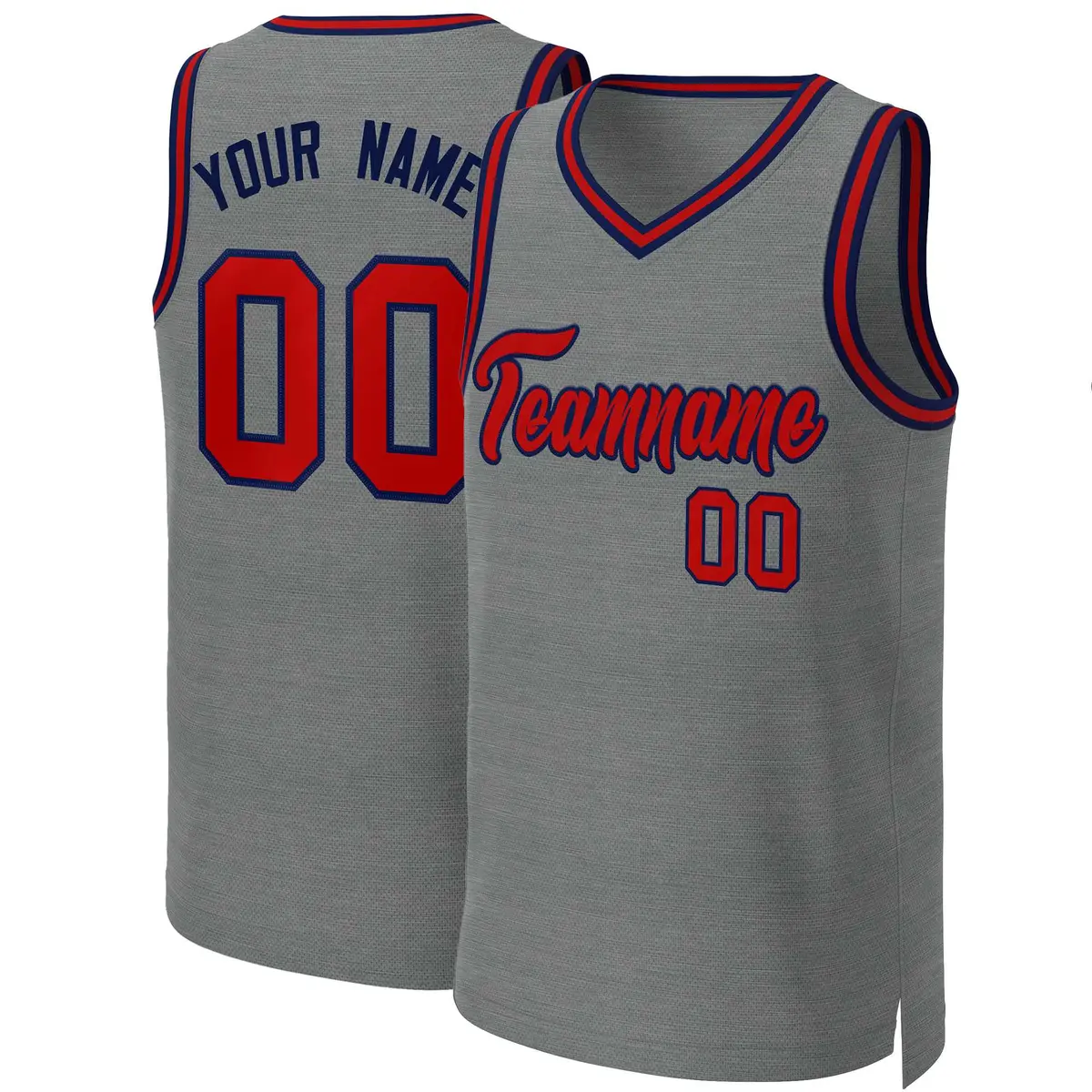 Classic Dark Gray Red-Navy Basketball Jersey