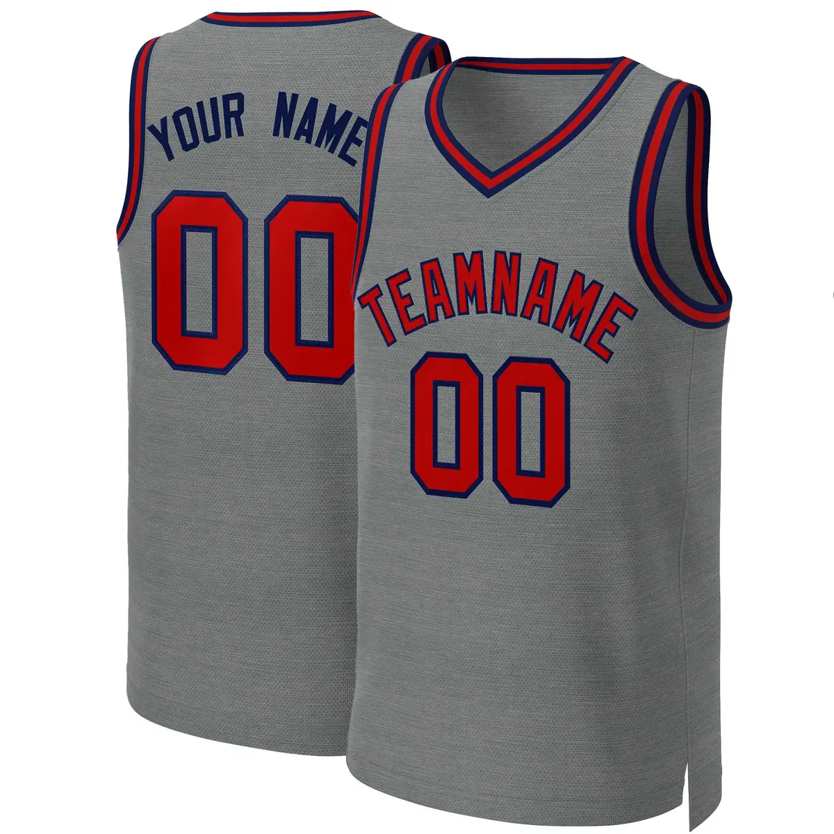 Classic Dark Gray Red-Navy Basketball Jersey