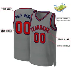 Classic Dark Gray Red-Navy Basketball Jersey 2