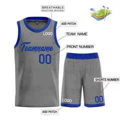 Classic Dark Gray Royal Heal Sports Basketball Jersey Set 3