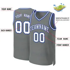 Classic Dark Gray White-Royal Basketball Jersey 2