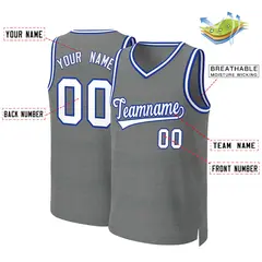 Classic Dark Gray White-Royal Basketball Jersey 2