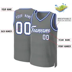 Classic Dark Gray White-Royal Basketball Jersey 2