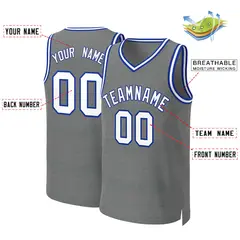 Classic Dark Gray White-Royal Basketball Jersey 2