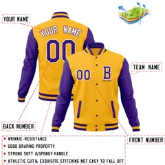 Classic Full-Snap Varsity Letterman Baseball Jacket 68