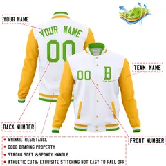 Classic Full-Snap Varsity Letterman Baseball Jacket 76
