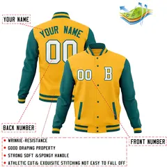 Classic Full-Snap Varsity Letterman Baseball Jacket 76