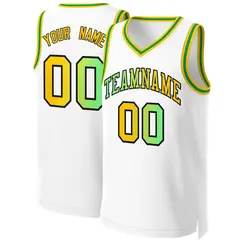 Classic Gradient Fashion Basketball Jersey White Green-Black 1