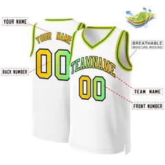 Classic Gradient Fashion Basketball Jersey White Green-Black 2