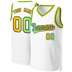 Classic Gradient Fashion Basketball Jersey White Green-Black 1