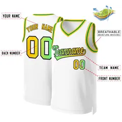 Classic Gradient Fashion Basketball Jersey White Green-Black 2