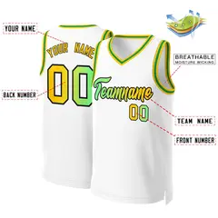Classic Gradient Fashion Basketball Jersey White Green-Black 2