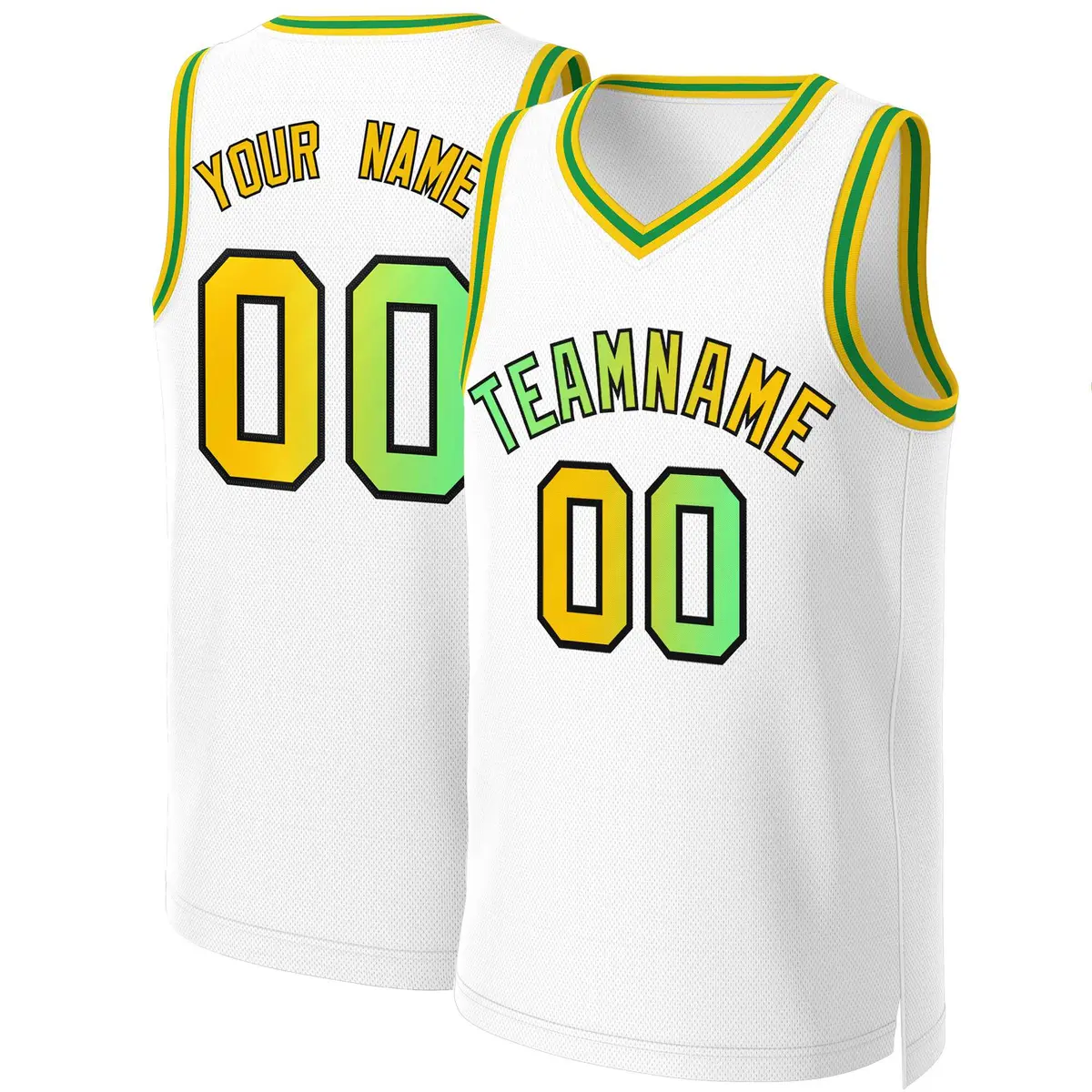 Classic Gradient Fashion Basketball Jersey White Green-Black
