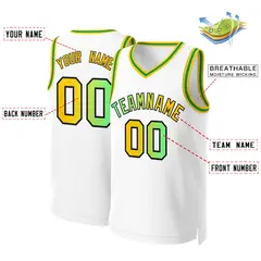 Classic Gradient Fashion Basketball Jersey White Green-Black 2
