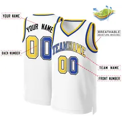 Classic Gradient Fashion Basketball Jersey White Royal-White 2
