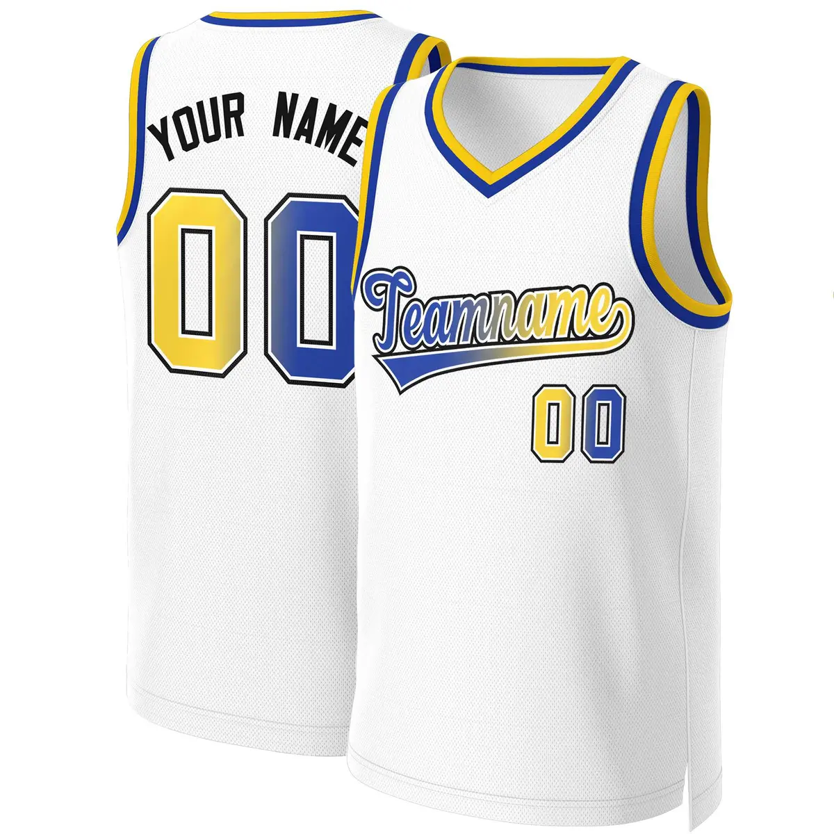 Classic Gradient Fashion Basketball Jersey White Royal-White