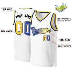 Classic Gradient Fashion Basketball Jersey White Royal-White 2