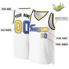 Classic Gradient Fashion Basketball Jersey White Royal-White 2
