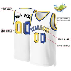 Classic Gradient Fashion Basketball Jersey White Royal-White 2