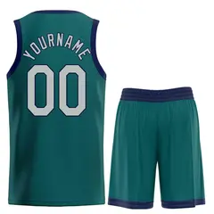 Classic Heal Basketball Jersey Aqua Gray-Navy 2
