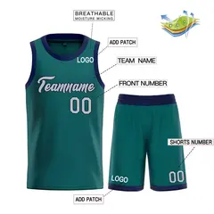 Classic Heal Basketball Jersey Aqua Gray-Navy 3