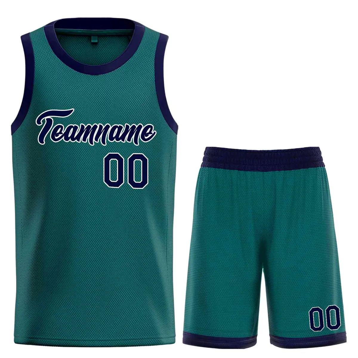Classic Heal Basketball Jersey Aqua Navy-White
