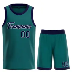 Classic Heal Basketball Jersey Aqua Navy-White