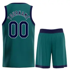 Classic Heal Basketball Jersey Aqua Navy-White 2