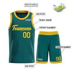 Classic Heal Basketball Jersey Aqua Yellow 3