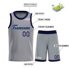 Classic Heal Basketball Jersey Dark Gray Navy-Powder Blue 3