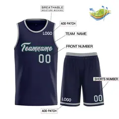 Classic Heal Basketball Jersey Navy Dark Gray 3