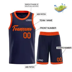 Classic Heal Basketball Jersey Navy Orange Sports Uniform 3
