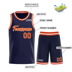 Classic Heal Basketball Jersey Navy Orange-White 3