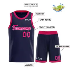 Classic Heal Basketball Jersey Navy Pink Sports Uniform 3