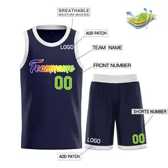 Classic Heal Basketball Jersey Navy Purple-White 3