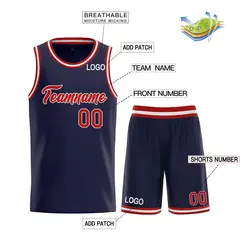 Classic Heal Basketball Jersey Navy Red-White 3