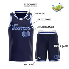 Classic Heal Basketball Jersey Navy Royal-White 3