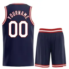 Classic Heal Basketball Jersey Navy White-Red 2