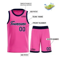Classic Heal Basketball Jersey Pink Navy-White 3