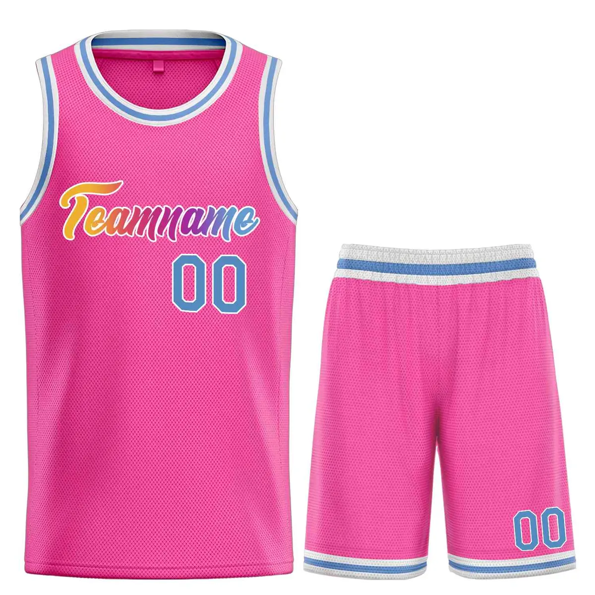 Classic Heal Basketball Jersey Pink Powder Blue-White