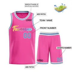 Classic Heal Basketball Jersey Pink Powder Blue-White 3