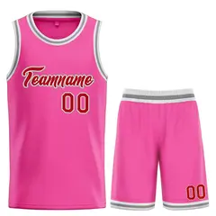 Classic Heal Basketball Jersey Pink Red-Gray Sports Uniform