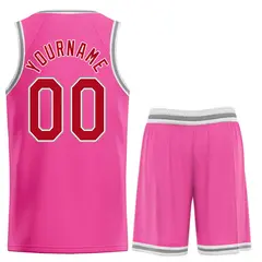 Classic Heal Basketball Jersey Pink Red-Gray Sports Uniform 2
