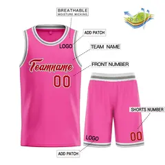 Classic Heal Basketball Jersey Pink Red-Gray Sports Uniform 3