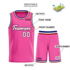 Classic Heal Basketball Jersey Pink White-Red Sports Uniform 3